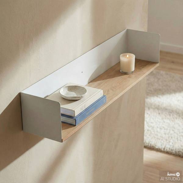 Étagère murale Beikou Type A 2 pièces Placage en bois véritable - sapin - Blanc