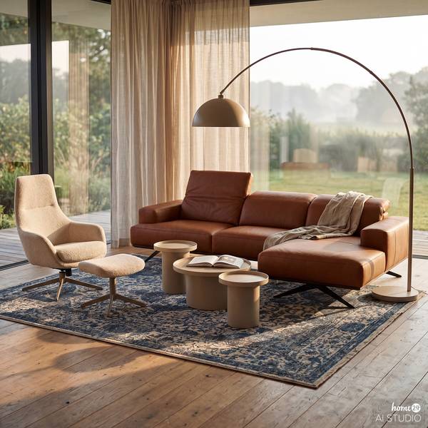 Bogenleuchte ELARA Eisen - 1-flammig - Beige