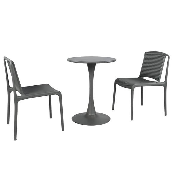 Gartensitzgruppe Verta 3-teilig Stahl / Polypropylen - Anthrazit