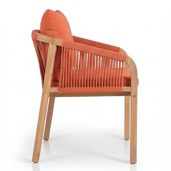 Gartenessgruppe Evoa 7-teilig Akazie massiv / Webstoff - Terracotta