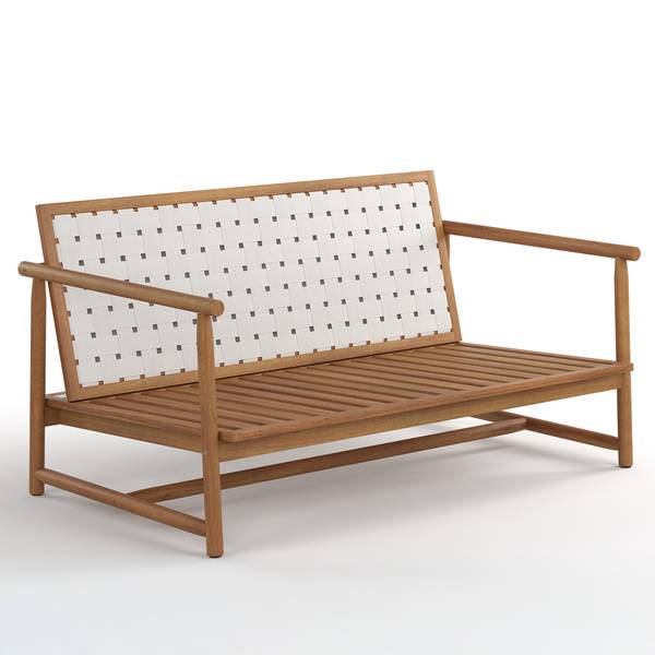 Set di 3 mobili da esterno Teva Legno di acacia massello / Tessuto - Acacia marrone / crema