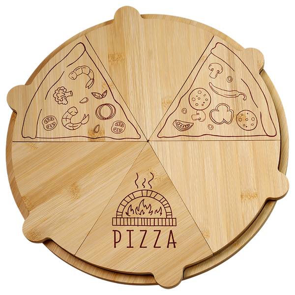 Assiette à pizza Uripa Marron - Bambou - 36 x 2 x 36 cm