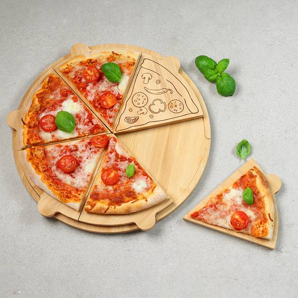 Assiette à pizza Uripa Marron - Bambou - 36 x 2 x 36 cm
