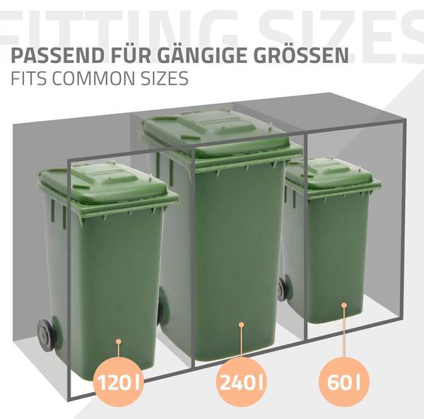 Mülltonnenbox FIRENZE 3er-Set Grau - Metall - 200 x 120 x 80 cm