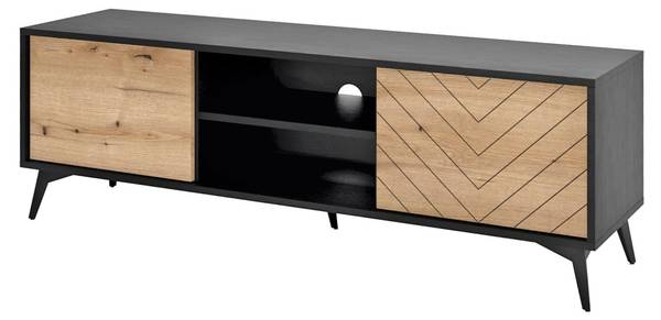 Wohnwände DIAMO 5-tlg Schwarz - Braun - Holzwerkstoff - 311 x 178 x 39 cm