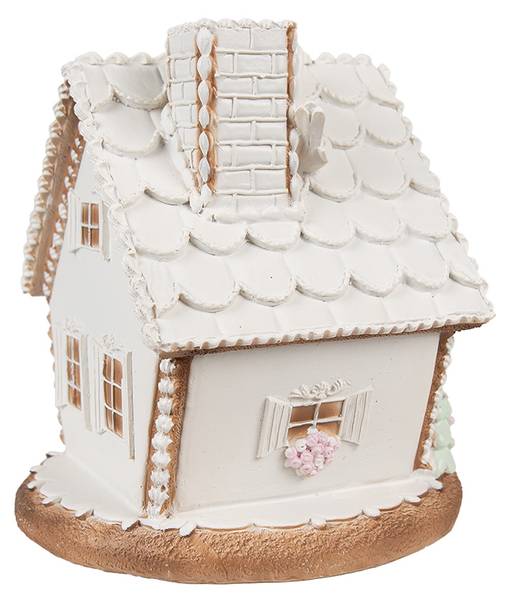 Lebkuchenhaus mit LED Aschaffenburg Weiß - Kunststoff - 16 x 17 x 17 cm