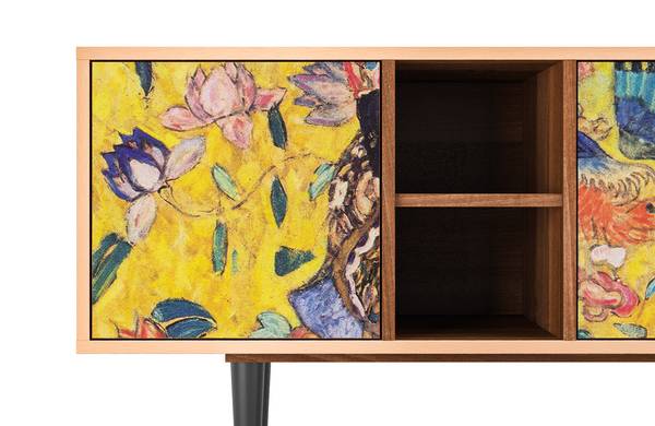 TV-Lowboard T5 Walnuss Gelb - Holzwerkstoff - 150 x 69 x 41 cm