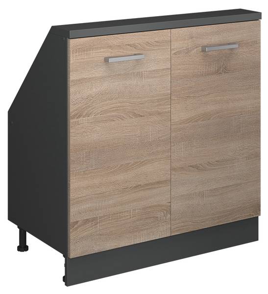 Meuble de rangement sous pente Rion56153 Anthracite - Imitation chêne de Sonoma - Largeur : 80 cm