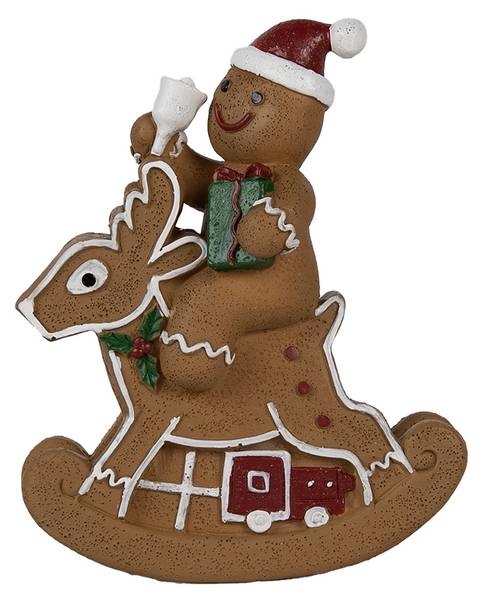 Decoratie Gingerbread man Xmas&Zaire bruin - kunststof - 5 x 12 x 11 cm