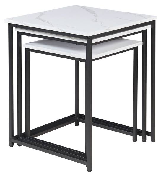 Table basse gigogne Trollhättan lot de 3 Blanc - Bois manufacturé - Métal - 50 x 60 x 50 cm