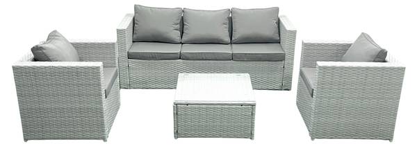 Gartenmöbel Set Mit Tisch O(4-6er-Set) Grau - Webstoff - Kunstharz - 177 x 66 x 65 cm