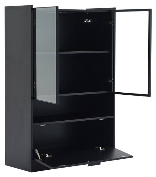 Vitrine Ourea Ⅰ Noir - Bois manufacturé - Verre - 35 x 120 x 80 cm