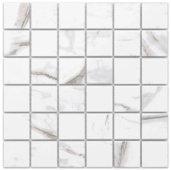 Keramikmosaik - Marble Square Weiß - Keramik - 30 x 30 x 30 cm