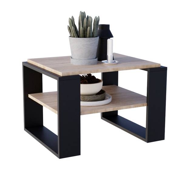 Couchtisch KAJA 63 Schwarz - Braun - Holzwerkstoff - 61 x 44 x 54 cm