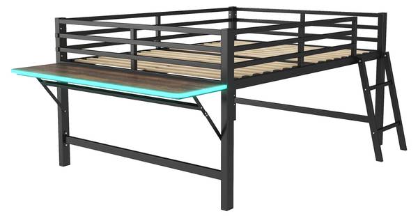 Hochbett Rita Schwarz - Metall - 145 x 102 x 245 cm