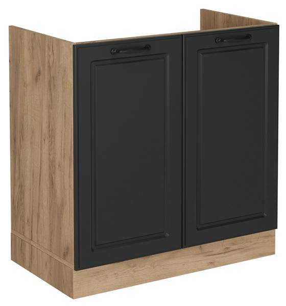 Spülenunterschrank R-Line 53673 Anthrazit - Eiche Landhaus Dekor - Eiche Dekor