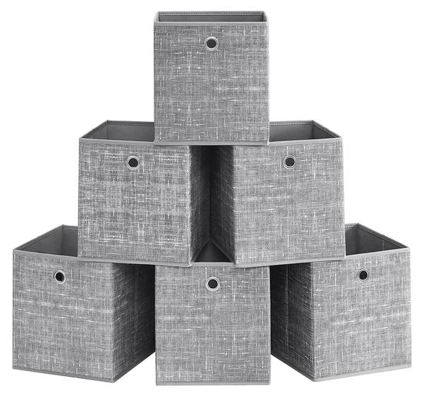 Aufbewahrungsbox Tirana 6er-Set Lucknow Grau - Textil - 26 x 28 x 26 cm