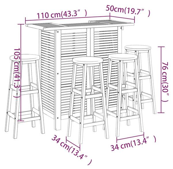Bar de jardin 3015843-1 (lot de 5) Nombre de pièces dans le lot : 5