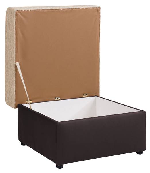 Polsterhocker Kolder Beige - Braun - Kunstleder - 70 x 48 x 70 cm