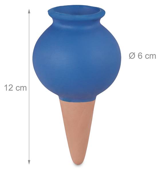 Waterdruppelaar planten set van 4 blauw - bruin - keramiek - 6 x 12 x 6 cm