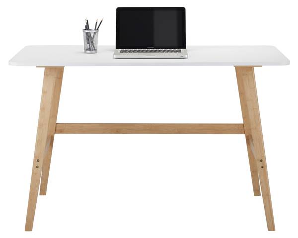 Schreibtisch PHIL Beige - Weiß - Holzwerkstoff - Naturfaser - 120 x 75 x 60 cm