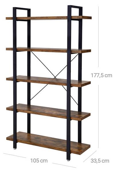 Standregal Gaborone Braun - Metall - 105 x 178 x 34 cm