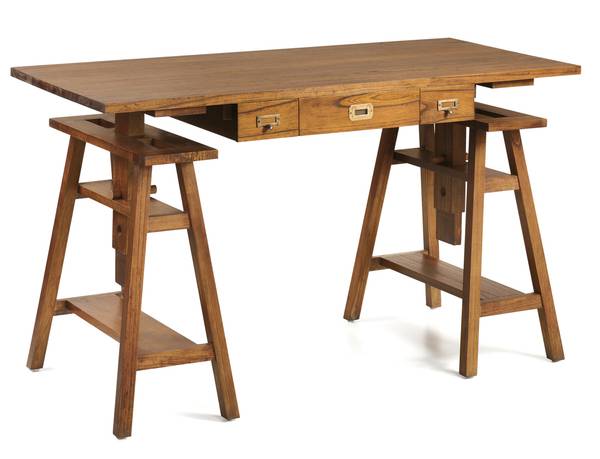 SCHREIBTISCH VERSTELLBARER L 152 cm Braun - Holz teilmassiv - 152 x 78 x 70 cm