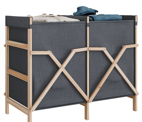 Armoire de salle de bain Bruno 55187 Gris - Bois massif - 80 x 64 x 40 cm