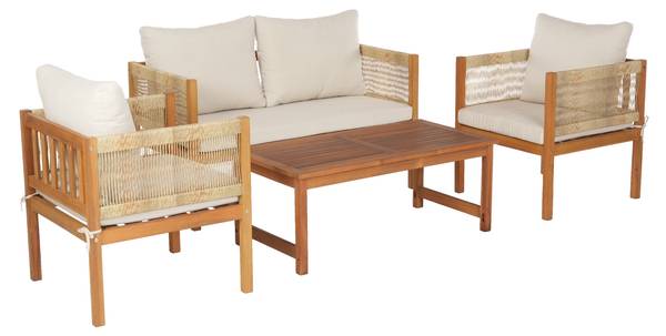 Salon de jardin 4 pièces Cannole Marron - Acacia - 121 x 65 x 61 cm