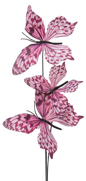 Dekoration Ast Schmetterling 90041 Rot - Textil - 10 x 65 x 10 cm