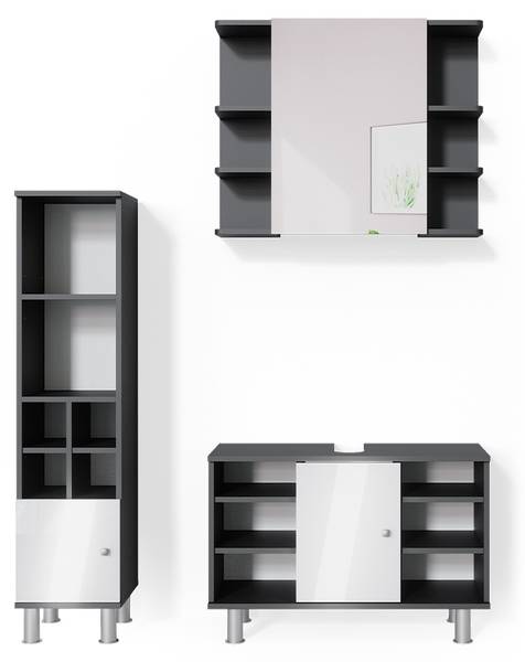 Vicco Fynn Wastafelonderkast - 60 X 54 Cm Met 6 Legp Antraciet Gouden Eik Met 6 Legplanken 1078923852