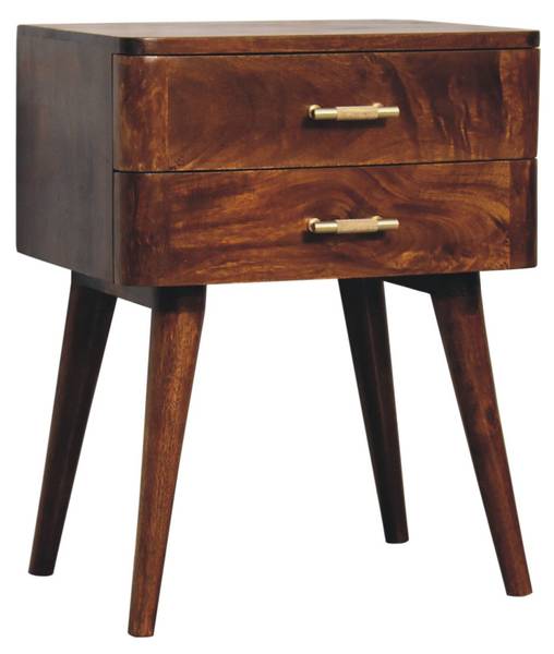Table de nuit T-Bar Marron - Manguier - Laiton - 45 x 58 x 35 cm