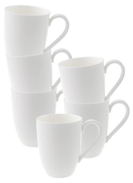 Henkelbecher Anmut 6er Set Weiß - Porzellan - 9 x 11 x 12 cm