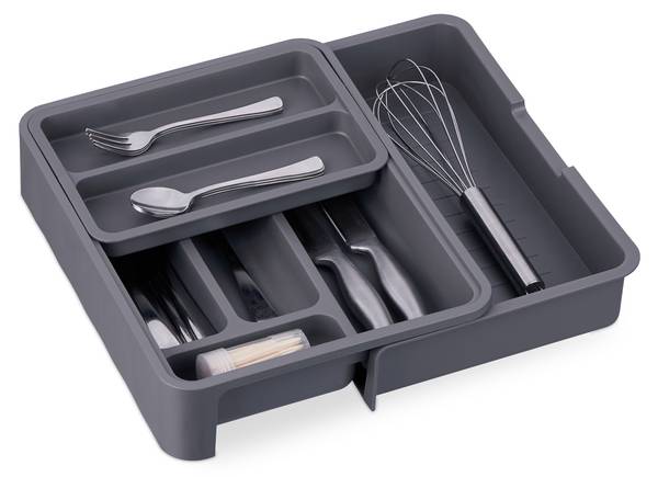 Ausziehbarer Besteckkasten in Dunkelgrau Grau - PVC - 24 x 7 x 32 cm