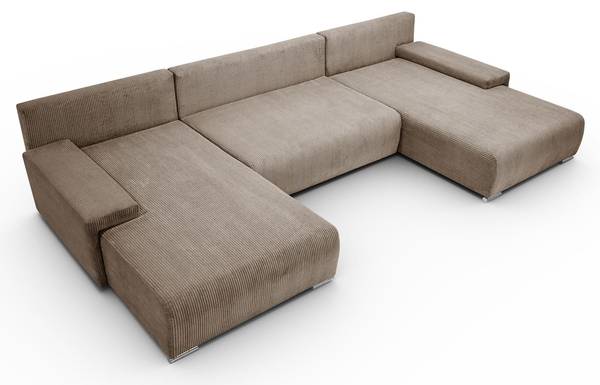 Ecksofa LAVIO U mit Schlaffunktion Braun - Polyester - 348 x 93 x 188 cm