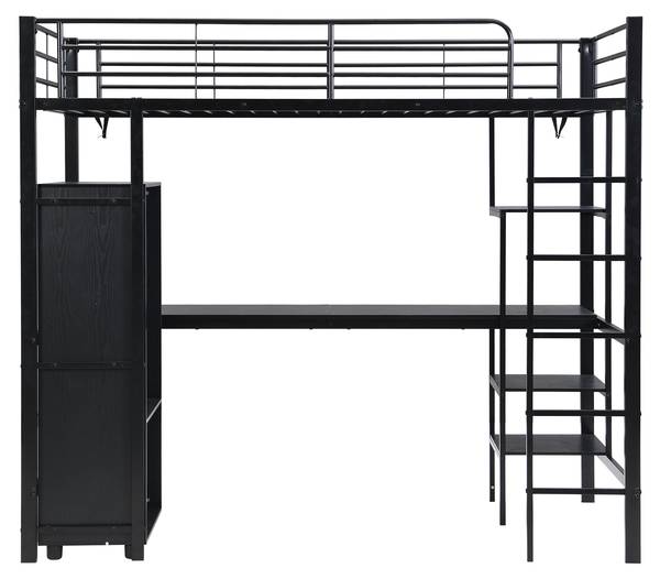 Hochbett EveMetal Ⅰ Schwarz - Eisen - 95 x 180 x 204 cm