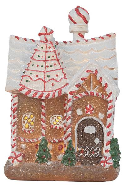 Lebkuchenhaus mit LED Suhl Braun - Kunststoff - 12 x 23 x 16 cm