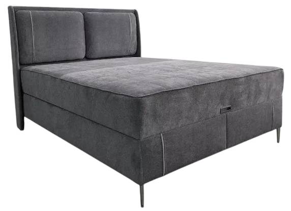 Boxspringbett Noemi Grau - Textil - 170 x 130 x 210 cm