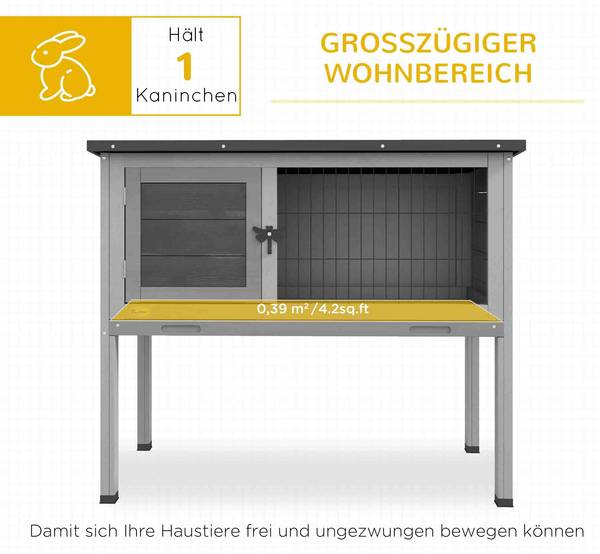 Konijnenhok D51-119V00GY grijs - massief hout - 43 x 70 x 84 cm