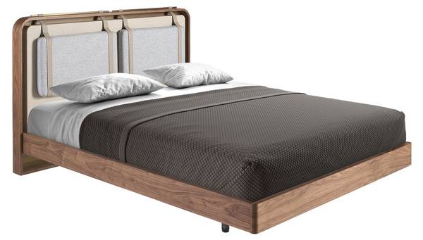 Bett 7224 Beige - Mischgewebe - Webstoff - Kiefer - Walnuss - 170 x 110 x 215 cm