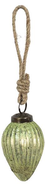 Kerstbal Snow 36752 groen - glas - 5 x 7 x 5 cm