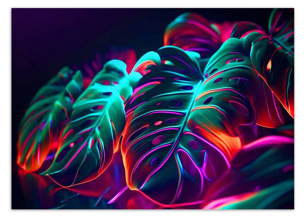 Fototapete Monstera Blätter futuristisch 200 x 140 cm