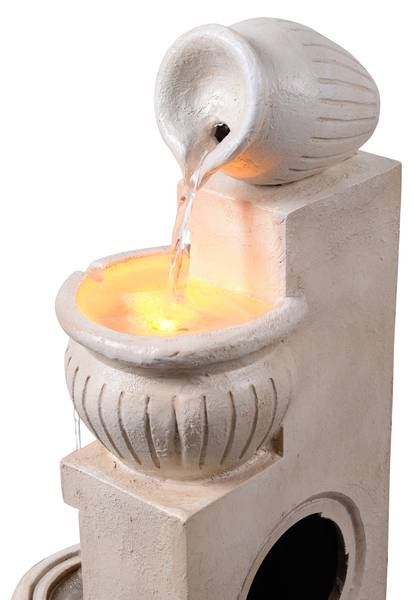 Garten Solar Brunnen FT1024NAS Beige - Harz - 24 x 72 x 29 cm