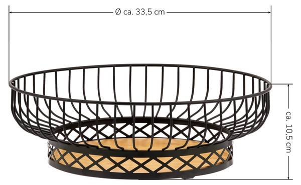 Obstschale 70554 Schwarz - Metall - 34 x 11 x 34 cm