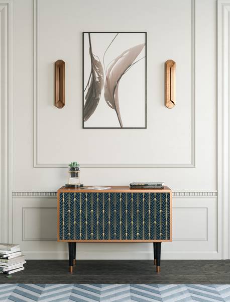 Sideboard S1 Walnuss Schwarz - Holzwerkstoff - 94 x 94 x 48 cm