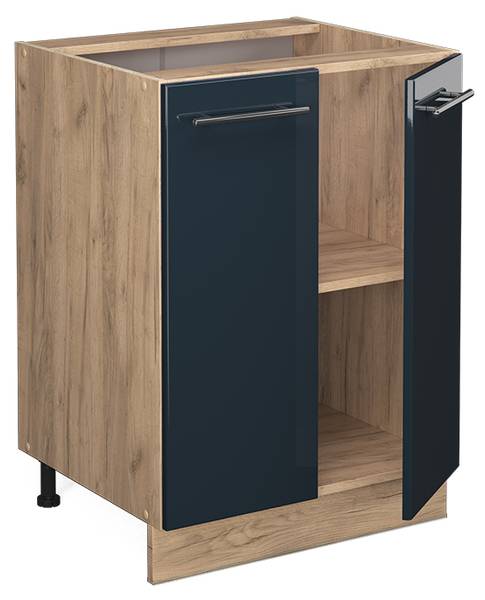 Onderkast Fame-Line 48847 hoogglans nachtblauw - eikenhouten look - Breedte: 60 cm