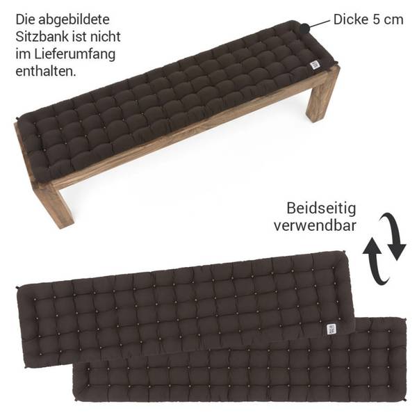 Bankauflage Sydney Braun - Tiefe: 180 cm