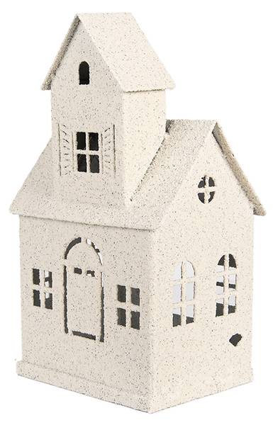 Dekorationsfigur Haus Xmas&Oshe Beige - Metall - 14 x 31 x 18 cm