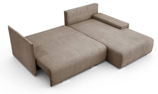 Ecksofa LAVIO L mit Schlaffunktion Beige - Polyester - 246 x 93 x 188 cm