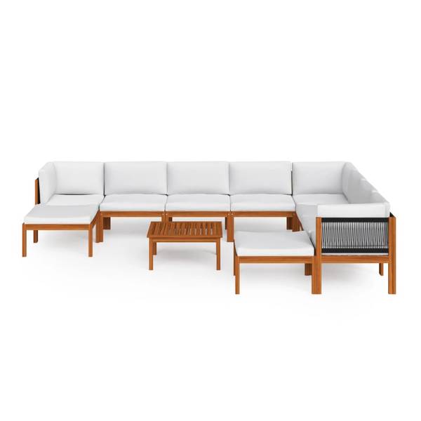 Salon de jardin 3057893 (lot de 11) Blanc - Coton - Polyester - Acacia - 65 x 60 x 65 cm